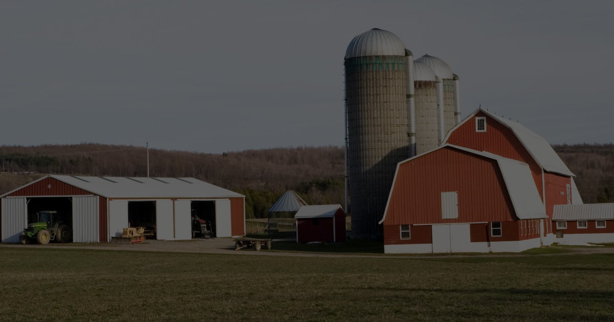 Feature Red Barn on Farm