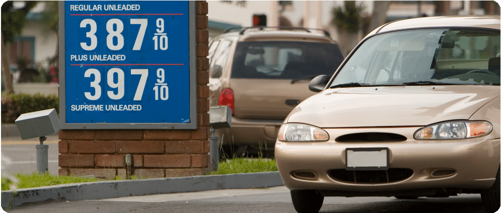 Car in front of gas prices