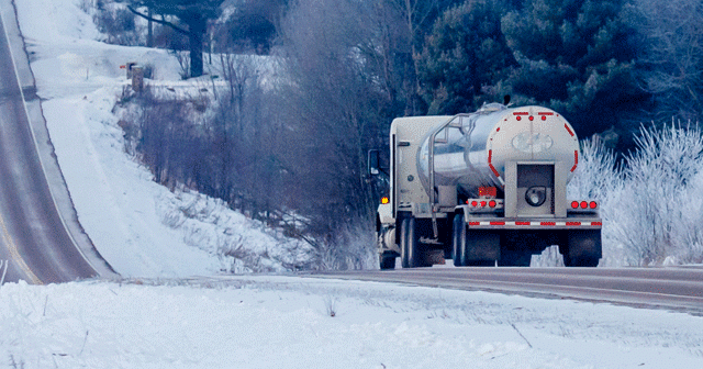 News Insights Fuel truck driving on winter road