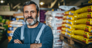 Man in warehouse